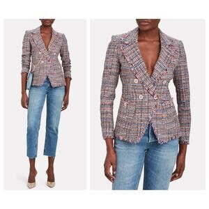 Veronica Beard Theron Double-Breasted Tweed Blazer Size 4